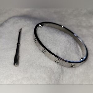 Silvertone Bangle Bracelet with Screwdriver New No Packaging